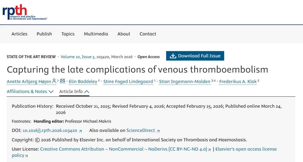 The Gap Between Clinical Assessment and Patient Experience in VTE - RPTH Journal
