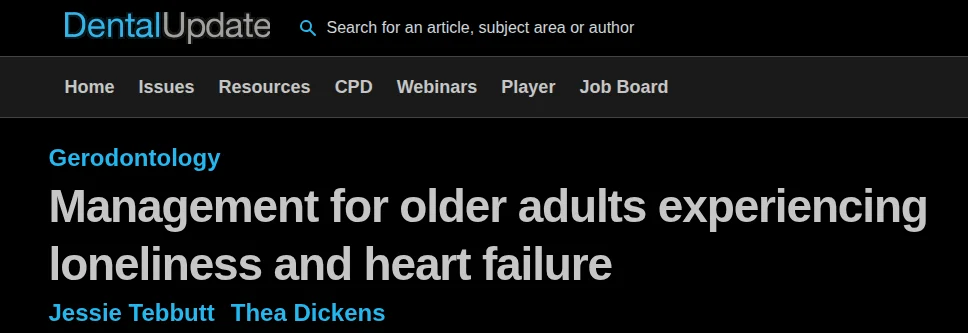 Cathy Harrison: Oral Health in Older Adults Assessing the Impact of Ageing, Heart Failure, and Social Isolation