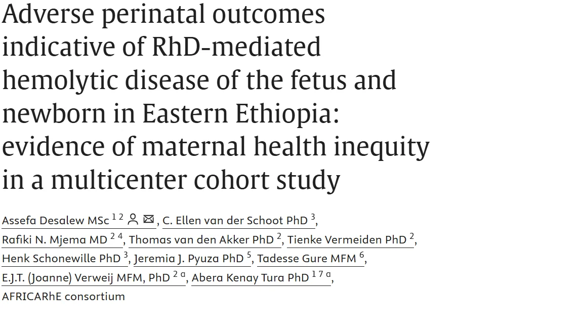 Assefa Desalew: RhD-Negative Status and Adverse Perinatal Outcomes in Eastern Ethiopia
