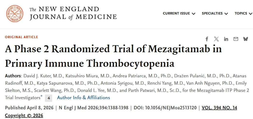 Akshat Jain: NEJM Group Study Demonstrates Platelet Responses in ITP Treated with Mezagitamab