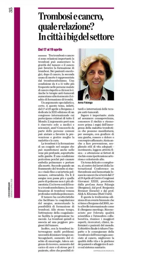 Anna Falanga: Clinical Impact and Advances in Patient Management of Cancer-Associated Thrombosis at the 13th ICTHIC