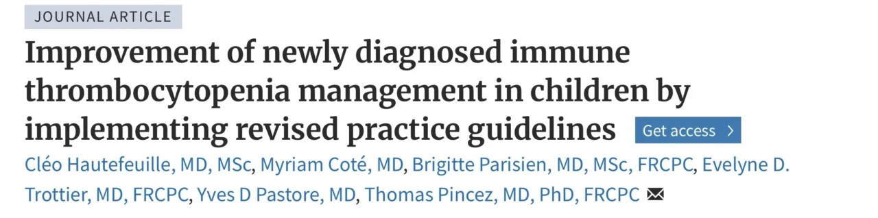 Thomas Pincez: Revised Guidelines Improve Care for Pediatric Immune Thrombocytopenia