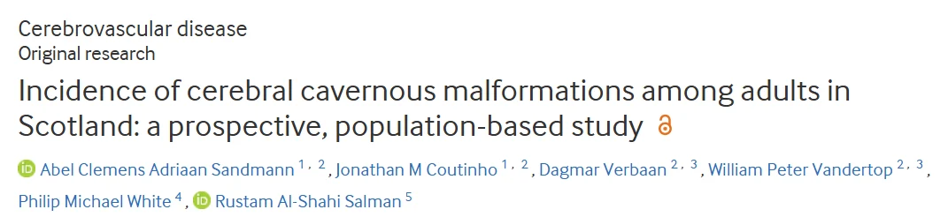 Abel Sandmann։ How Common Are Cerebral Cavernous Malformations, Actually?