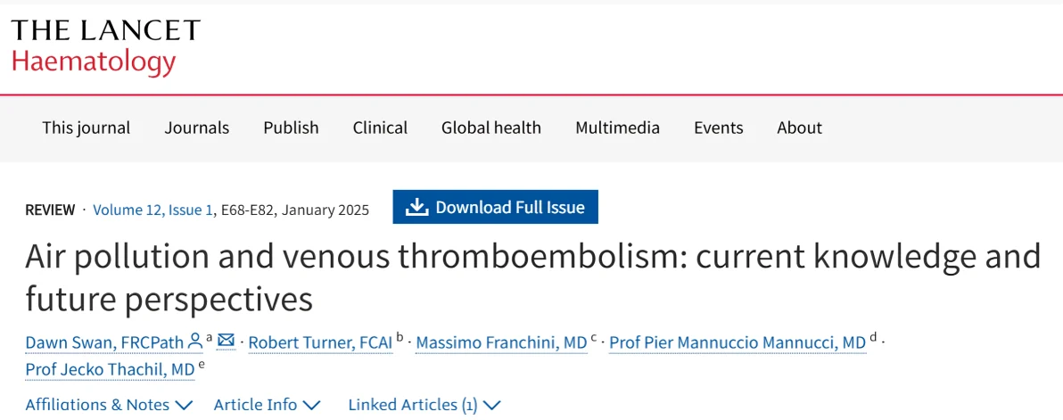 Jecko Thachil: Should We Consider Air Pollution as a Thrombophilic Marker?