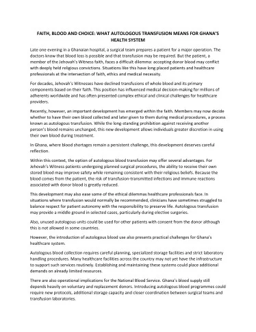 Oscar William-Donkor: Faith, Blood and Choice