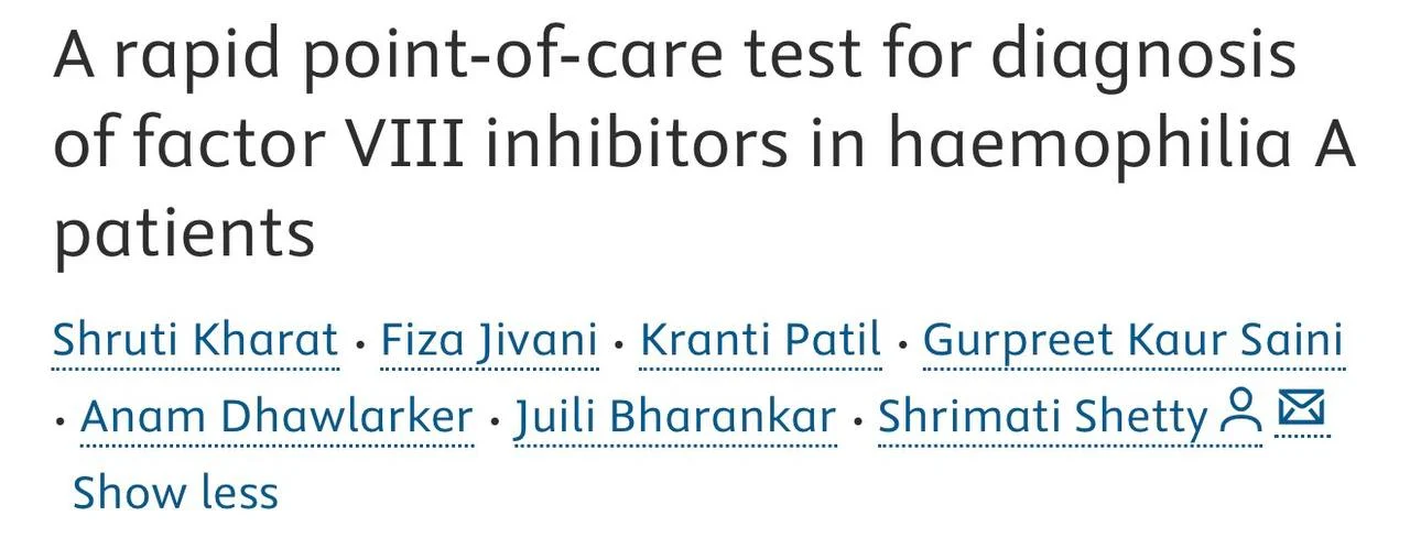 Flora Peyvandi: Point-of-Care Testing for Rapid Detection of Factor VIII Inhibitors in Haemophilia A