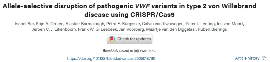 Alan Nurden: Disrupting Pathogenic Alleles in VWD Through Gene Editing 1 Alan Nurden: Disrupting Pathogenic Alleles in VWD Through Gene Editing