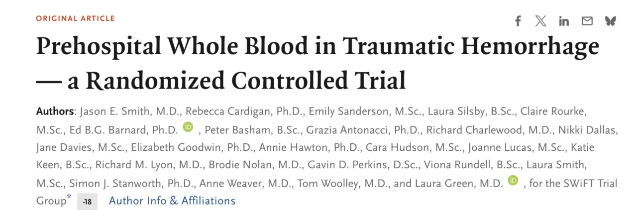 John Michael Quinn: Prehospital Whole Blood Remains Critical in Trauma Care