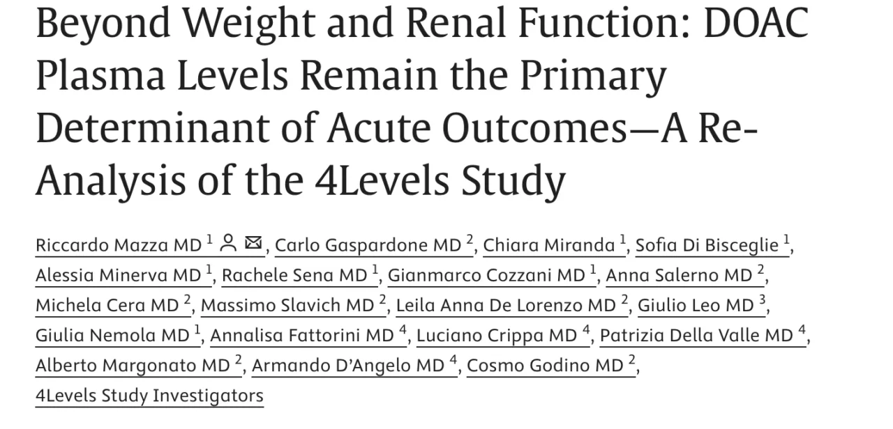 Riccardo Mazza: Do Weight, BMI, and Renal Function Independently Predict Acute Events in NVAF Patients on DOACs? 1 Riccardo Mazza: Do Weight, BMI, and Renal Function Independently Predict Acute Events in NVAF Patients on DOACs?