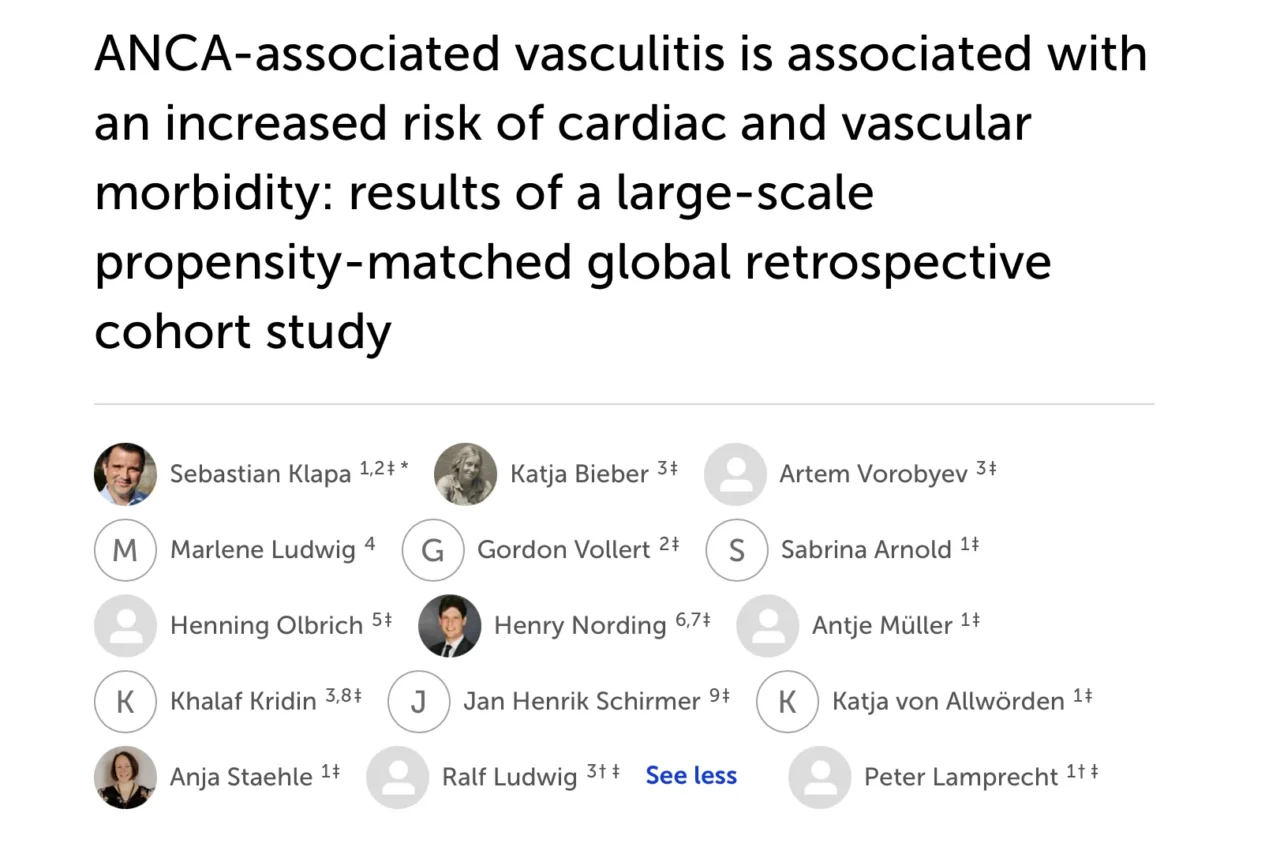 Sebastian Klapa: Key Findings On Mortality And Cardiovascular Risk In ANCA-Associated Vasculitis 1 Sebastian Klapa: Key Findings On Mortality And Cardiovascular Risk In ANCA-Associated Vasculitis