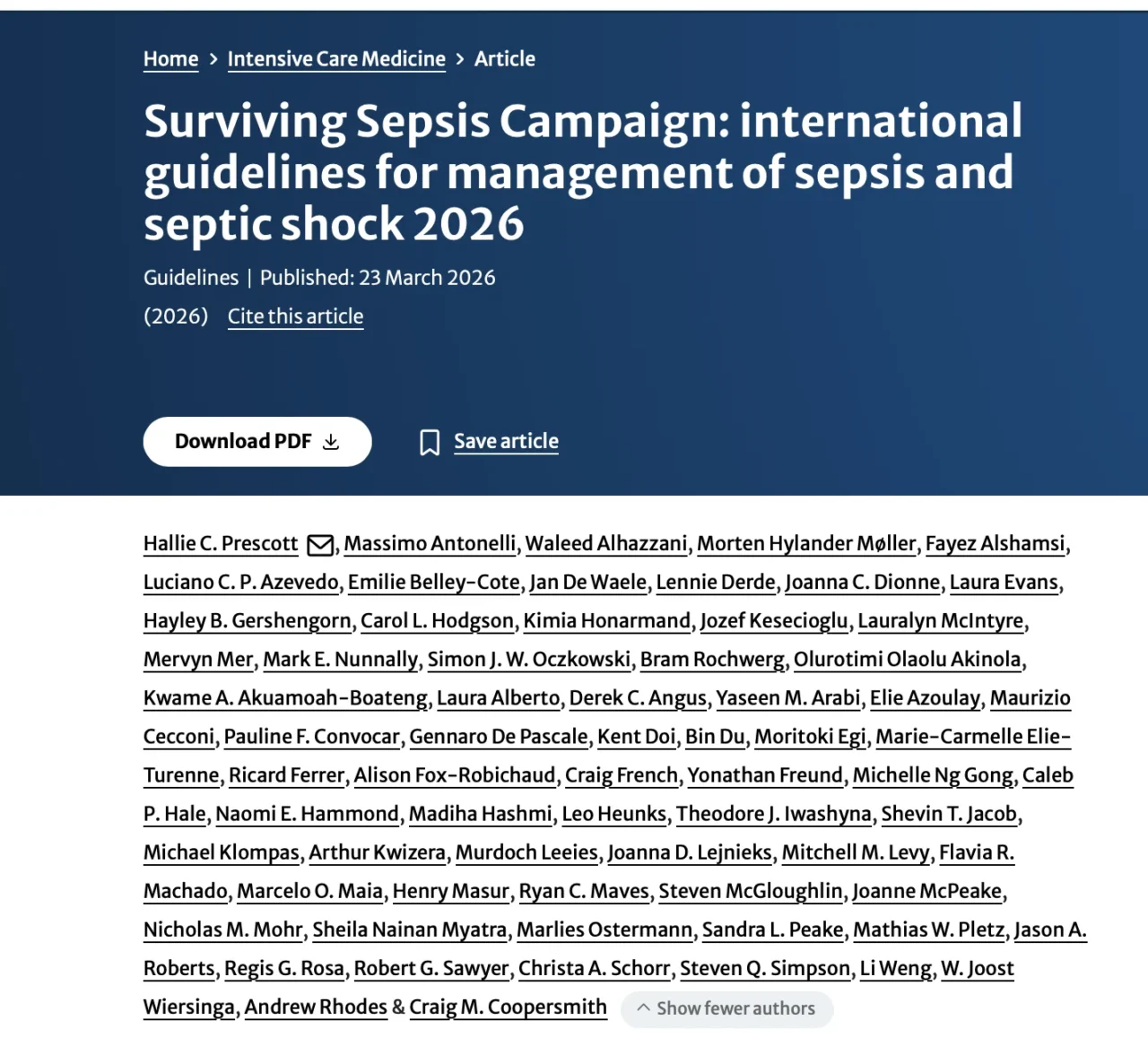 Tomaz Crochemore: Surviving Sepsis Campaign 2026 - Are We Still Underestimating Hemostasis?