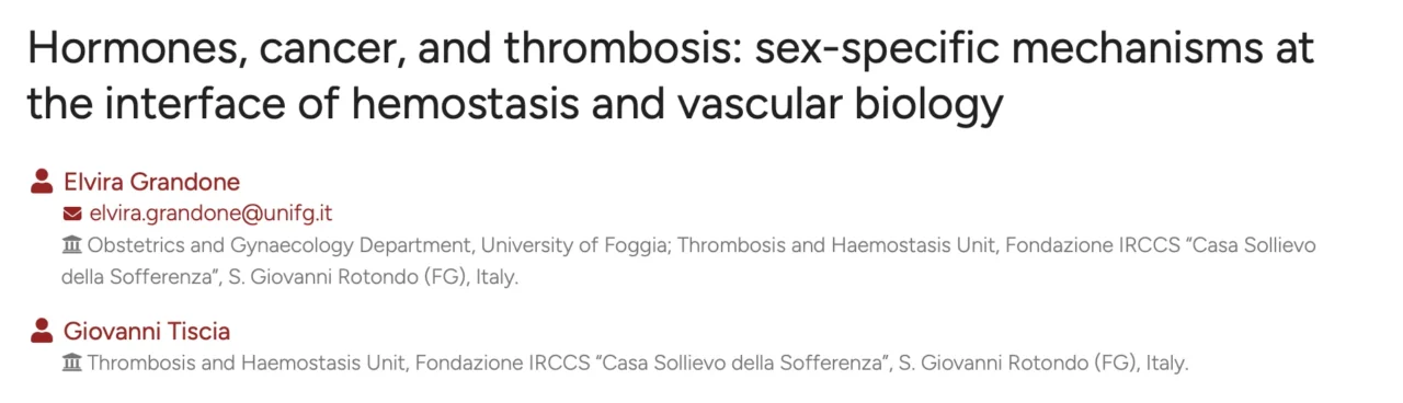 Elvira Grandone: Sex Differences Matter in the Management of Cancer-Associated Thrombosis