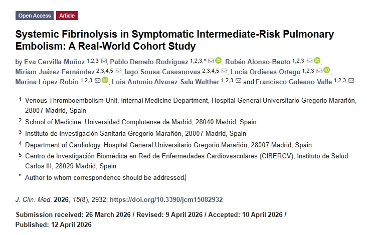Fibrinolysis in Intermediate-Risk PE Between Prevention and Risk - Unidad de ETV Hospital Gregorio Marañón 