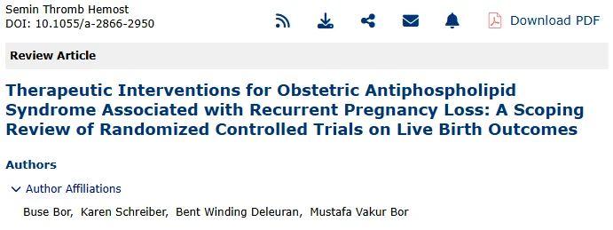 Buse Bor: New Publication on Therapeutic Interventions for Women with Obstetric APS 1 Buse Bor