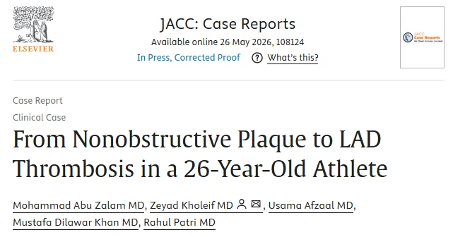 Zeyad Kholeif: New Publication on Rapid Plaque Progression Leading to STEMI in a Young Athlete 1 Zeyad Kholeif