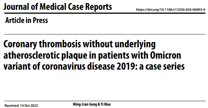 Sandeep De: Omicron COVID Infections Linked to Coronary Thrombosis without Detectable Plaque 1 Sandeep De