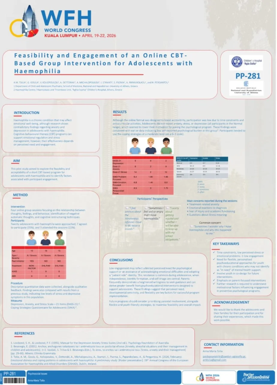 Anna-Maria Tsilia: Addressing Psychological Aspects of Hemophilia at WFH 2026 1 Helen Pergantou