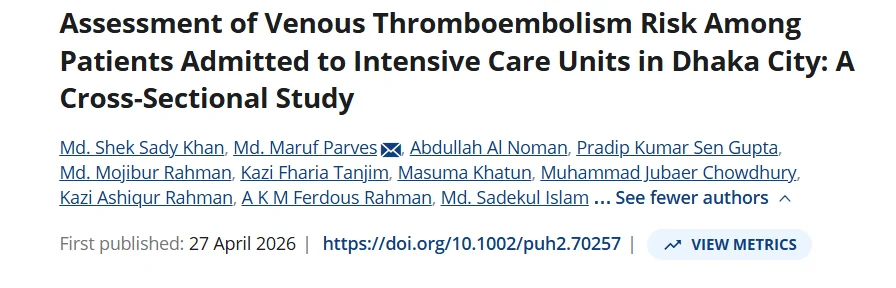 Shek Sady Khan: VTE as a Major Yet Underrecognized Cause of Preventable Morbidity and Mortality
