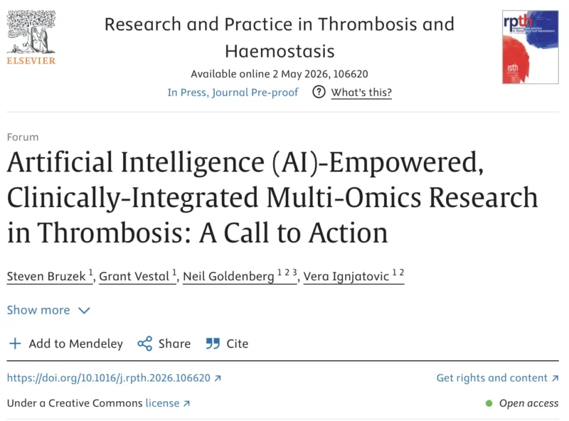 Vera Ignjatović: Why Is Thrombosis Research So Far Behind When It Comes to AI and Multi-Omics?