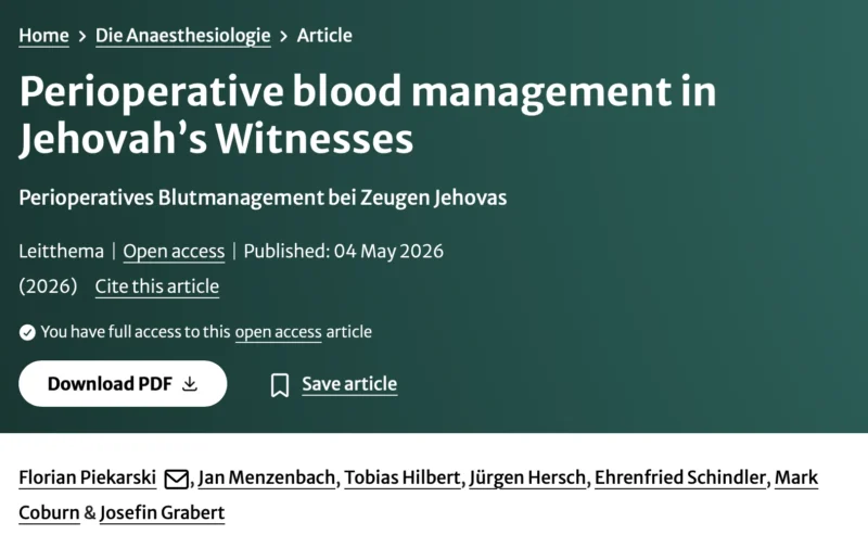 Florian Piekarski: How Structured PBM Provides an Evidence-Based Framework for Jehovah's Witnesses 1 Florian Piekarski: How Structured PBM Provides an Evidence-Based Framework for Jehovah's Witnesses