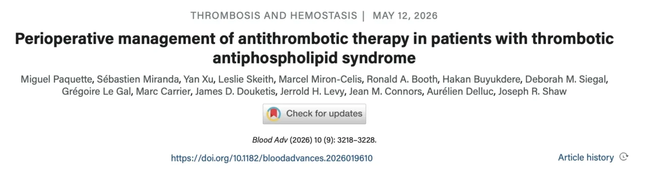Marcel Miron-Celis: The Largest Cohort Ever Studied on Perioperative Management of Thrombotic APS