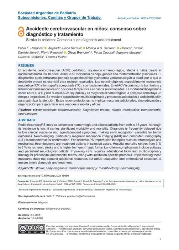 Paula Caporal: Consensus on the Diagnosis and Management of Pediatric Stroke in Argentina