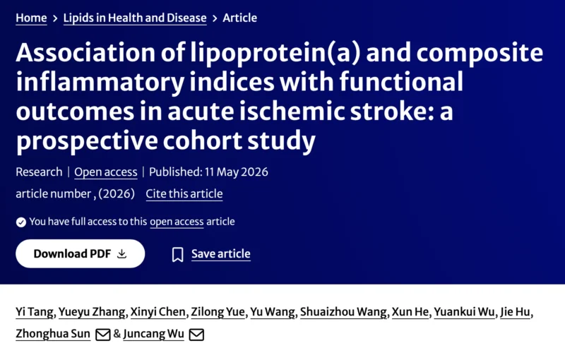 Leonardo Roever: Prognostic Impact of Lipoprotein(a) and CAR in Elderly Acute Ischemic Stroke Patients