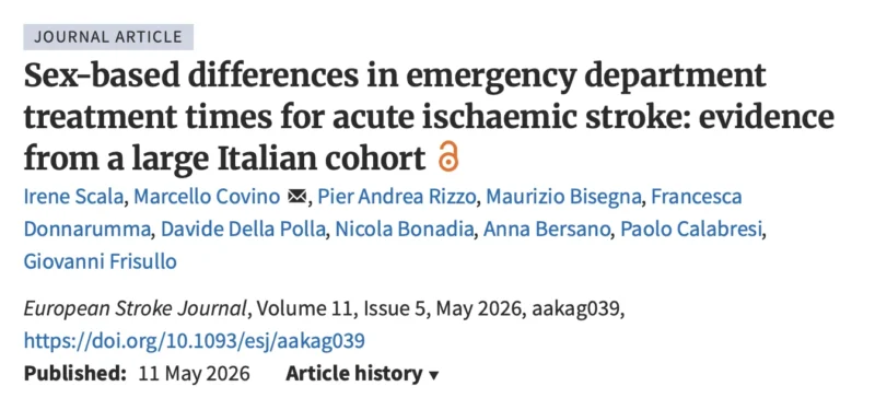 Irene Scala: The Sex Disparities In Access to Acute Stroke Treatments In Italy