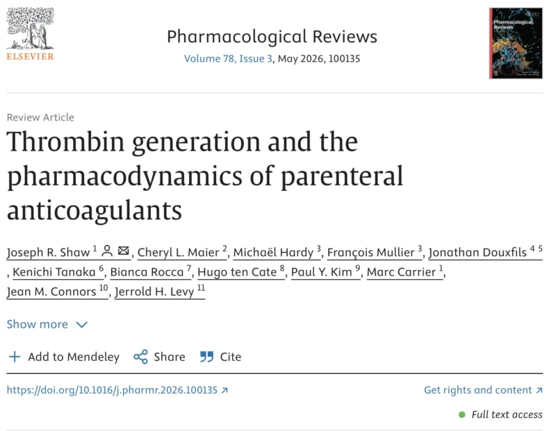 Joseph R. Shaw: Thrombin Generation as a Pharmacodynamic Framework for Anticoagulant Therapy