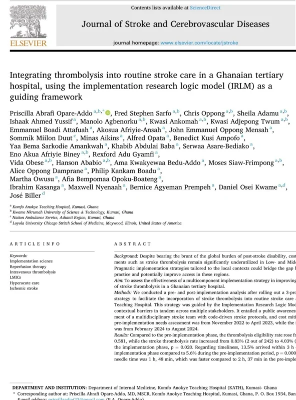 Paul Bolaji: ACTIVATE Study in Ghana Demonstrates Over 400% Increase in Stroke Thrombolysis 1 Paul Bolaji: ACTIVATE Study in Ghana Demonstrates Over 400% Increase in Stroke Thrombolysis