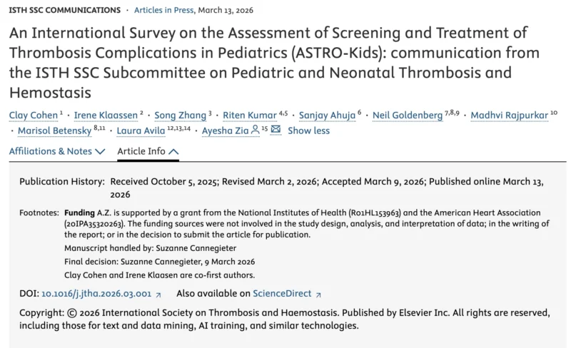 ASTRO-Kids Global Survey Calls for International Guidance On Postthrombotic Care in Children - JTH 1 ASTRO-Kids Global Survey Calls for International Guidance On Postthrombotic Care in Children - JTH