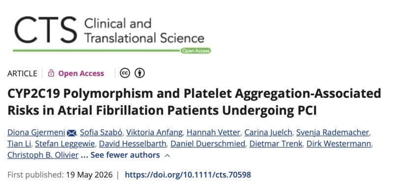 Christoph B. Olivier: CYP2C19 Genotype, Platelet Reactivity and Risk Stratification in AF Patients Undergoing PCI 