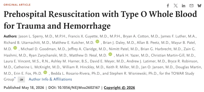 Fayad Al-Haimus: The TOWAR Trial On Comaprison of Whole Blood vs Component Therapy in Trauma