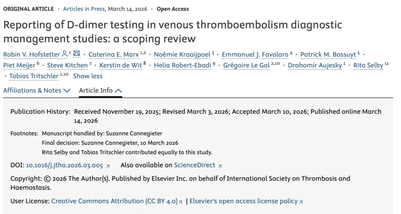 Inconsistent D-Dimer Assay Reporting in VTE Studies - JTH