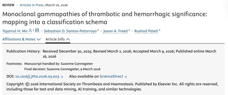 Toward a Dedicated Framework for MIg-Driven Hemostatic Disorders - JTH 1 Toward a Dedicated Framework for MIg-Driven Hemostatic Disorders - JTH