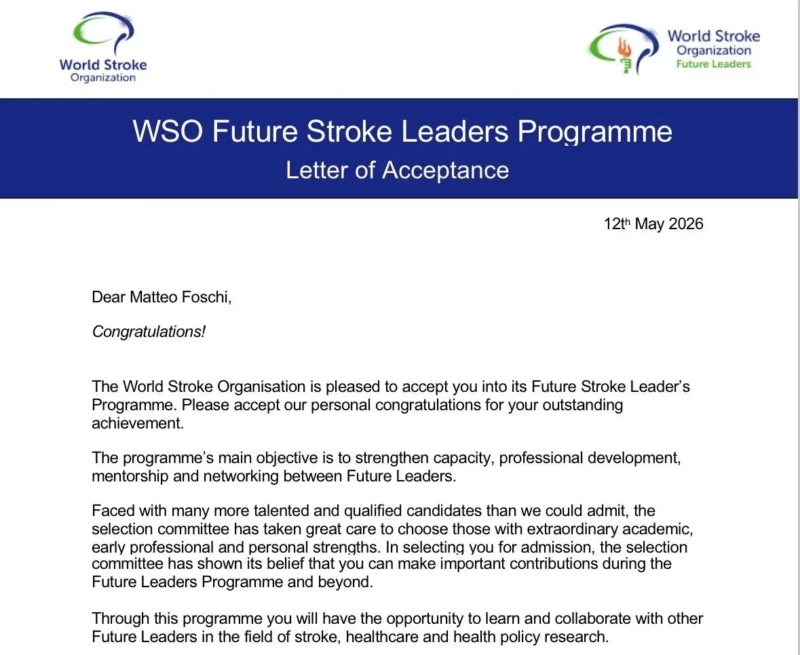 Matteo Foschi: Grateful To Be Selected for The WSO Future Stroke Leaders Programme