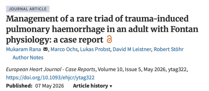 Mukaram Rana: Anticoagulation-Free VV-ECMO for Trauma-Induced Pulmonary Haemorrhage in Fontan Physiology 1 Mukaram Rana: Anticoagulation-Free VV-ECMO for Trauma-Induced Pulmonary Haemorrhage in Fontan Physiology