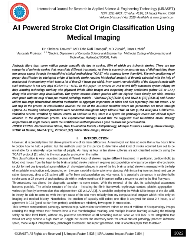 Mohammed Zubair: AI-Driven Innovation in Stroke Diagnosis and Medical Imaging