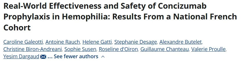 Effectiveness and Safety of Concizumab in Hemophilia - CRH French Reference Center for Hemophilia Lyon