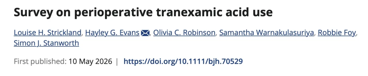 Hayley Evans: Variability in Perioperative TXA Practice Despite Strong Evidence