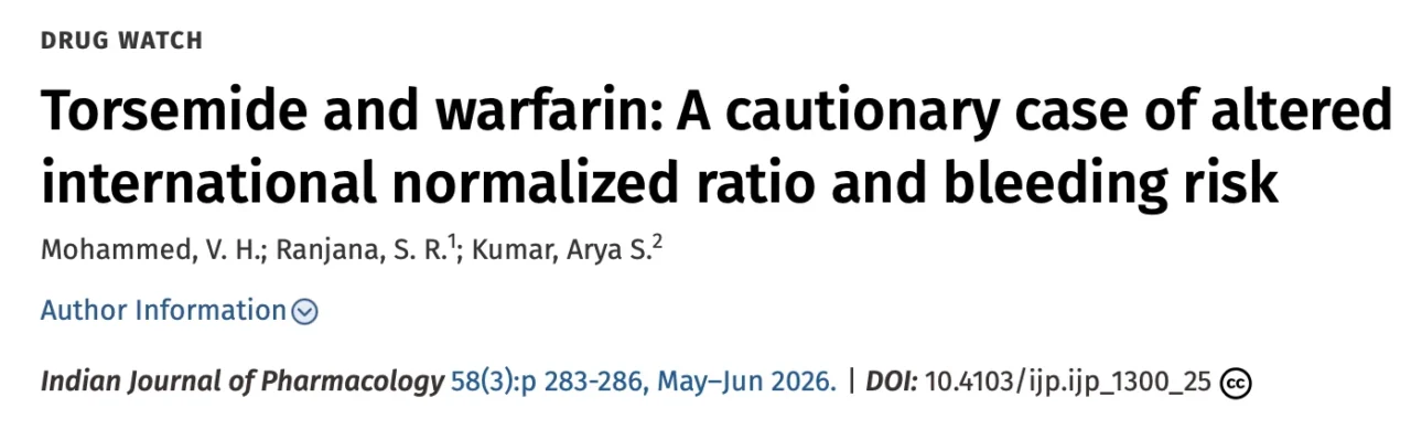 Mohammed V.H.: Altered INR and Bleeding Risk With Torsemide and Warfarin