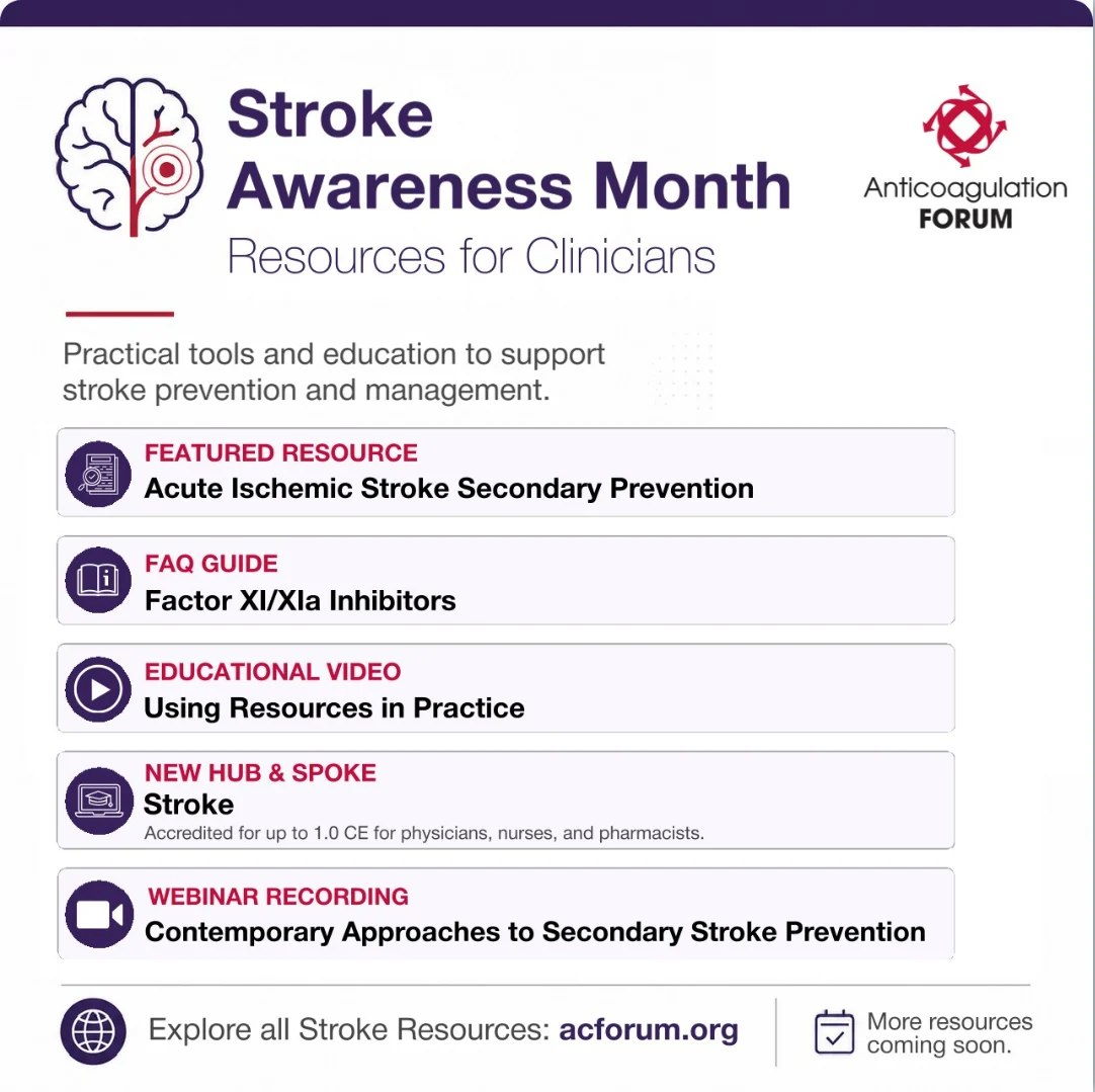 New Clinical Resources for Stroke Prevention - Anticoagulation Forum 1 Anticoagulation Forum