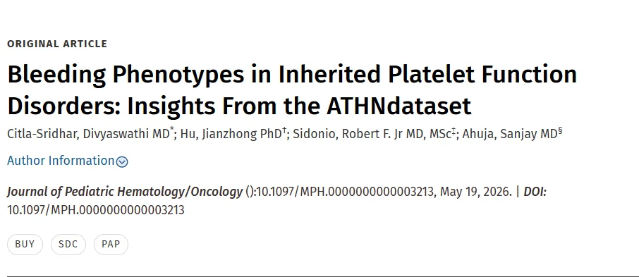 Divyaswathi Citla Sridhar: Addressing the Gaps in Inherited Platelet Function Disorders 1 Divyaswathi Citla Sridhar