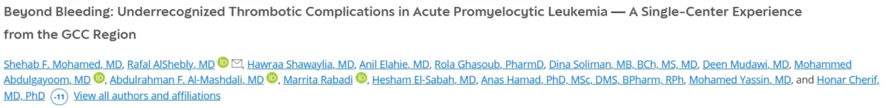 Anas Hamad: Thrombosis as Overlooked Clinical Challenge in APL