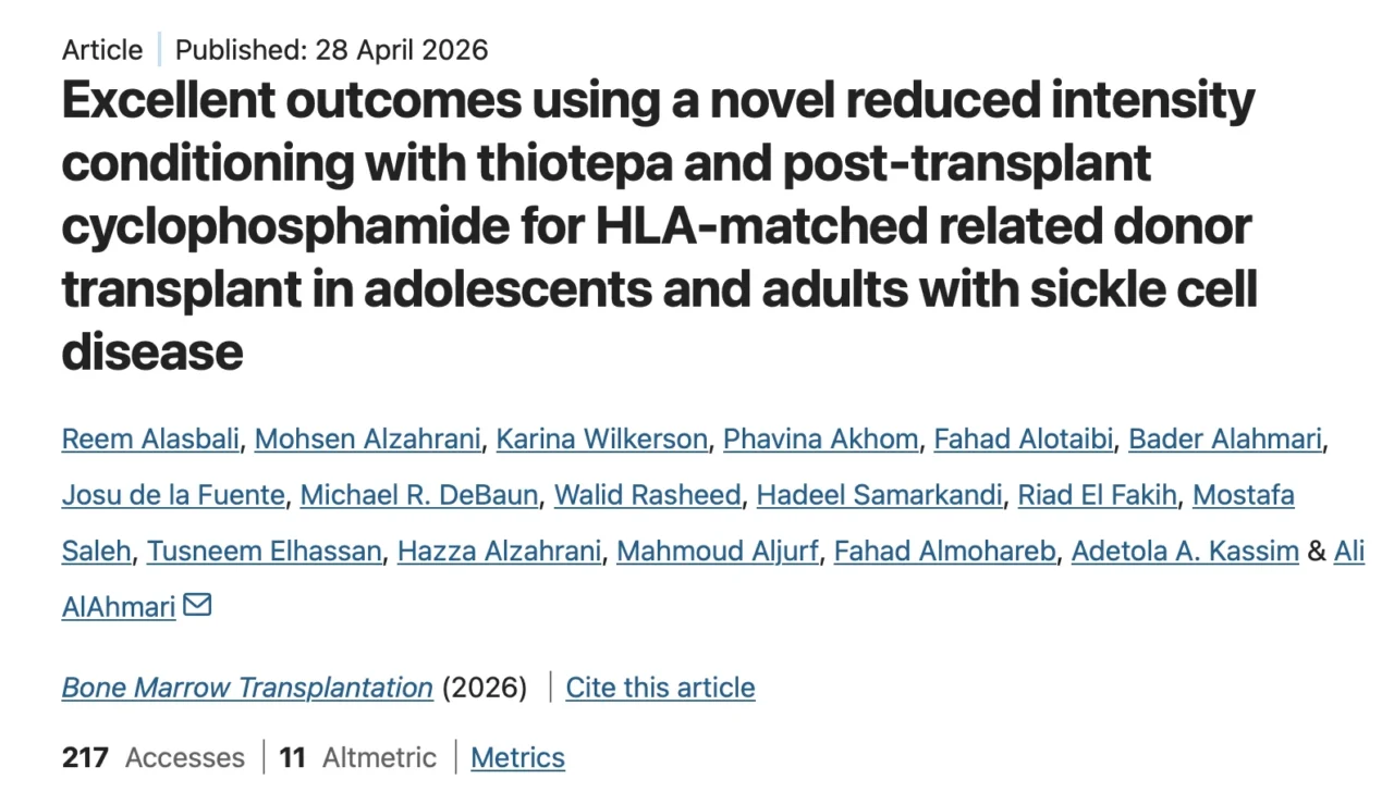 Wael AlAnazi: Exceptional HLA-Matched Transplant Outcomes With Novel Thiotepa-Based Conditioning