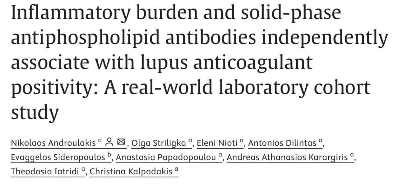 Nikolaos Androulakis: Inflammatory Burden and Antiphospholipid Antibodies in Lupus Anticoagulant Testing