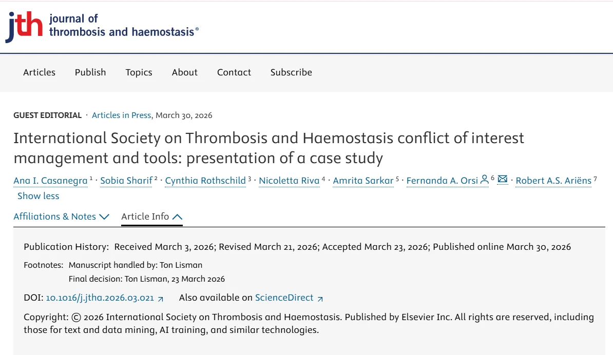 Fernanda Orsi: ISTH Approach to Identifying and Managing Conflicts of Interest