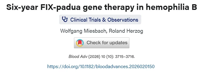 Wolfgang Miesbach: New Editorial Highlights - 6 Year Outcomes of Hemophilia B Gene Therapy 1 Wolfgang Miesbach: New Editorial Highlights - 6 Year Outcomes of Hemophilia B Gene Therapy