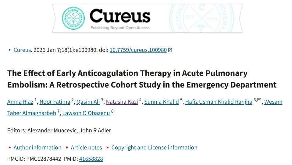 Natasha Kazi: Early Anticoagulation Linked to Better Outcomes in Acute PE 1 Natasha Kazi: Early Anticoagulation Linked to Better Outcomes in Acute PE