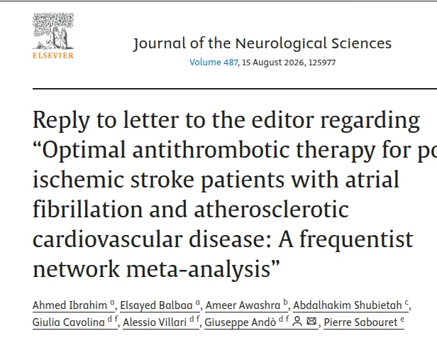 Pierre François Sabouret: Network Meta-Analysis of Antithrombotic Therapy in Ischemic Stroke Patients